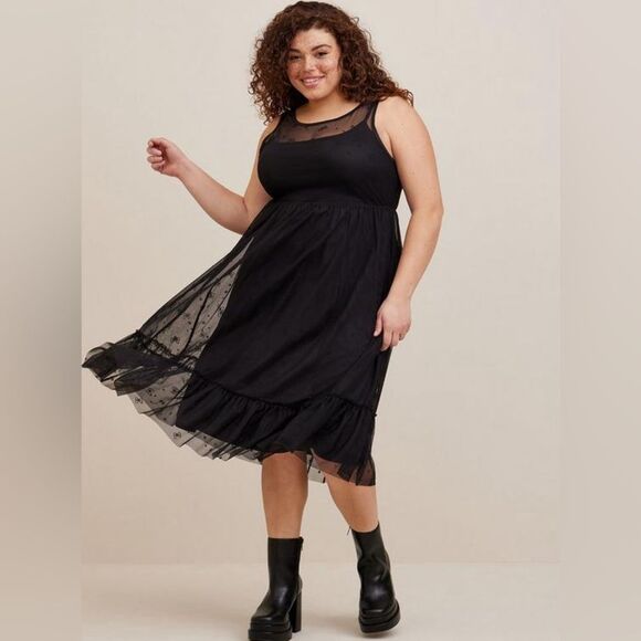 Torrid X Disney Minnie Mouse Maxi Sheer Mesh Layering Dress - 1X - Picture 1 of 15